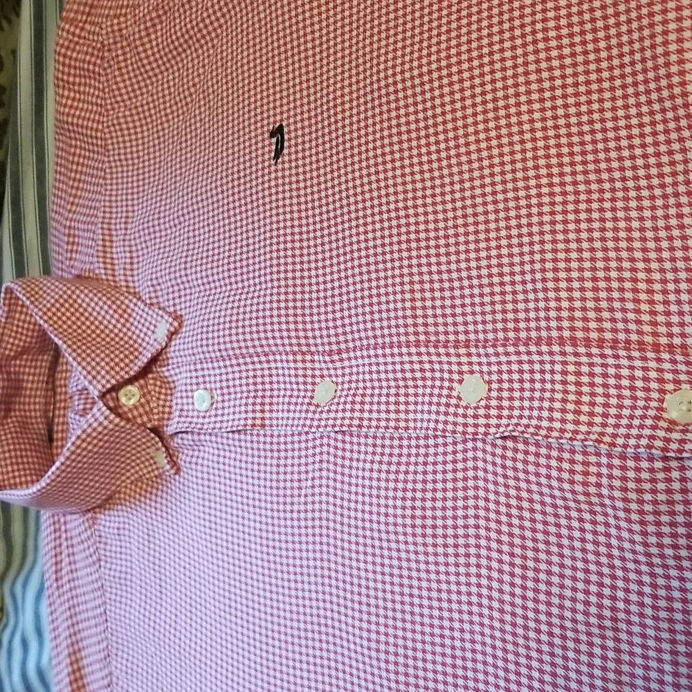 Southern Marsh Red White Houndstooth Button-Down Shirt